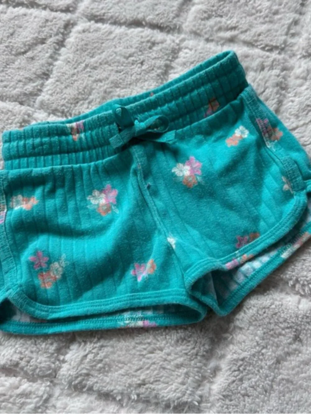 Cat & Jack | Green & Pink Floral Ribbed Tank Top and Shorts Set | Size 18 Months